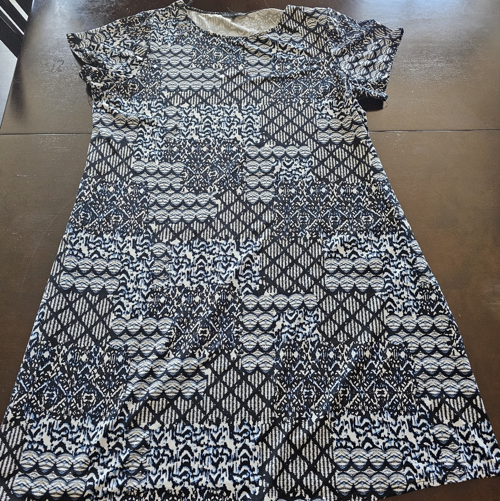 Tiana B. Black and White Patterned Dress